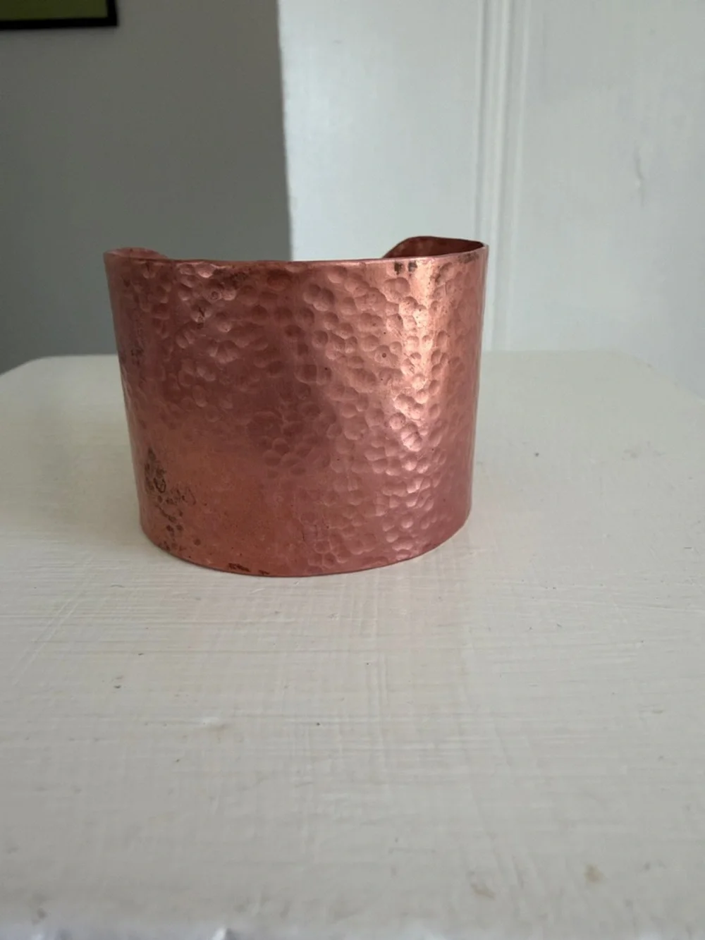 Copper Hammered Cuff Bracelet - Rose Copper Fashion Bangle